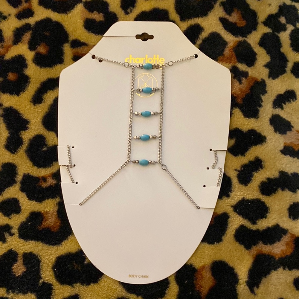 Turquoise and silver body chain